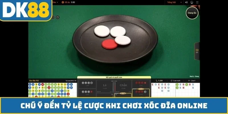 Chú ý đến tỷ lệ cược khi chơi xóc đĩa online