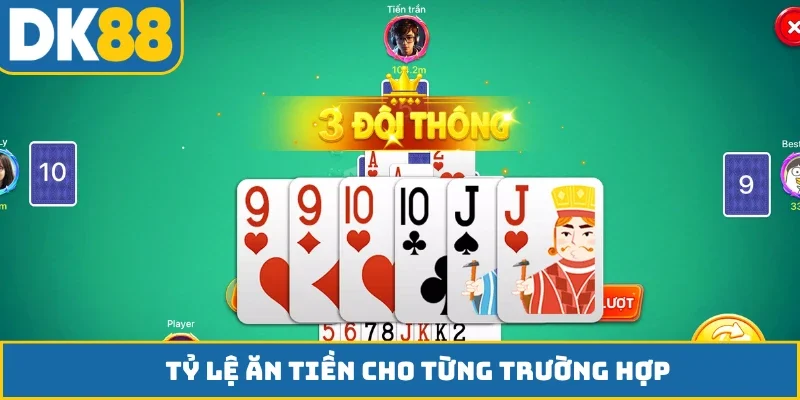 Tỷ lệ ăn tiền cho từng trường hợp Tiến lên miền Nam